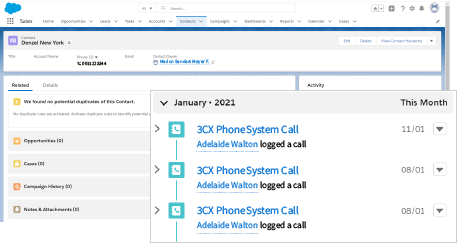 Exemple d'intégration CRM avec 3CX